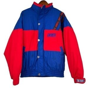 VINTAGE NFL New York Giants blue & red puffer zip up jacket pockets size large